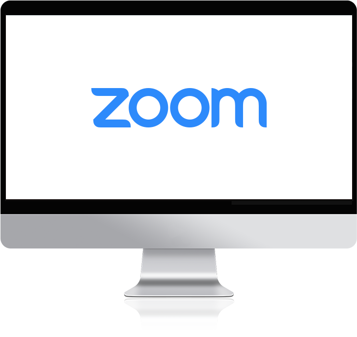 Zoom logo on a computer screen